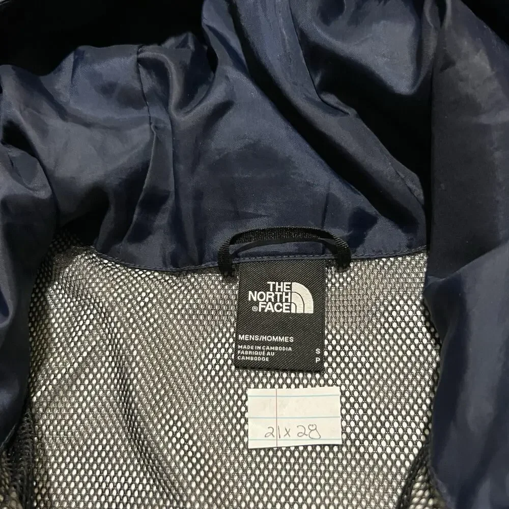 North Face Antora Rain Shell Jacket Mens Small Black/Blue Zip Dryvent Outdoor